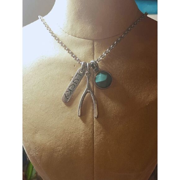 NWT Lucky Wishbone Charm Pendant Necklace 12" - Picture 7 of 8